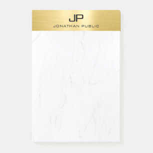 Post-it® Or & Marble Moderne Simple Monogramme Modèle
