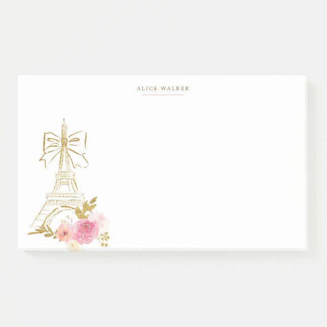 Post-it® Or rose chic parisien Monogramme  (Devant)