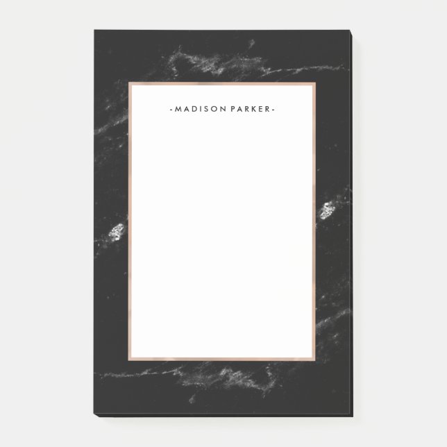 Post-it® Or rose de Faux fascinant et regard de marbre noir (Devant)