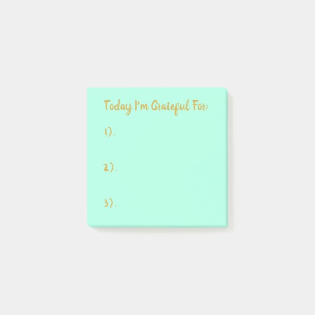 Post-it® Or Simple Sur Gratitude Turquoise Légère (Devant)