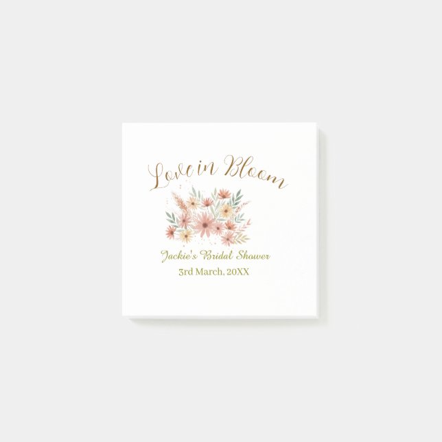 Post-it® Orange boho amour en fleurs nom de baby shower rét (Devant)