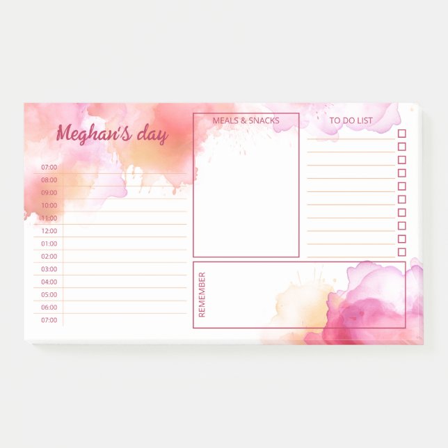 Post-it® Orange Fuchsia Aquarelle Aquarelle Stains Daily Pl (Devant)