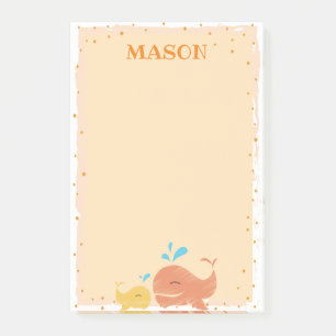 Post-it® Orange Nautical Whale Post It Note
