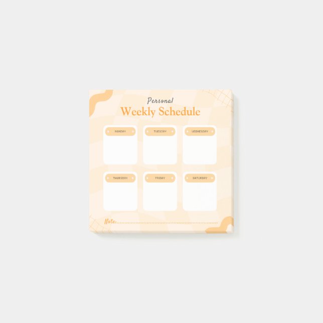 Post-it® Orange Retro Style Personal Weekly Planner (Devant)