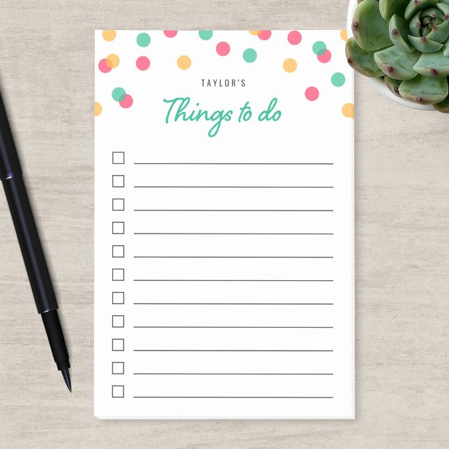 Post-it® Orange Rose Turquoise Confetti Choses à faire List (Créateur téléchargé)