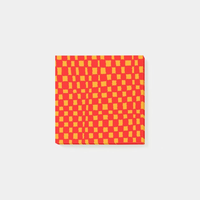 Post-it® Orange rouge Checkerboard Vibrant À damiers Motif (Devant)