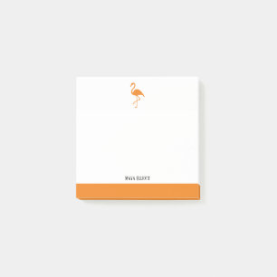 Post-it® Orange vif sur flamant rose blanc & bordure avec n