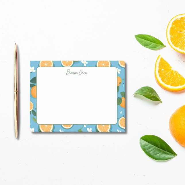 Post-it® Oranges d'été Nom personnalisé papeterie (Summer Oranges Custom Name Stationery Post-it Notes)