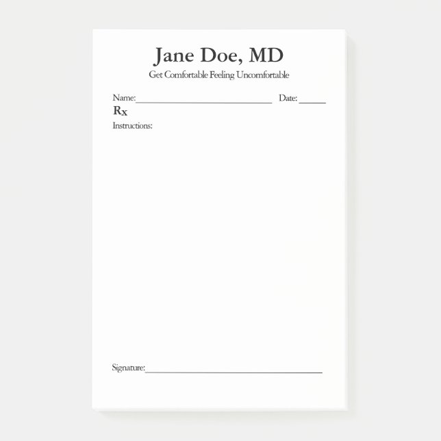 Post-it® Ordonnance de plaisanterie - 4" x 6" Post Il note (Devant)