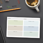 Post-it® Organisateur quotidien - Nuances coupées<br><div class="desc">Organisez votre journée avec ces notes pratiques, avec six catégories que vous pouvez customiser avec votre propre texte, dans les tons muets de vert, bleu, marron et gris. Un grand cadeau pour l'homme dans votre vie qui préfère organiser sa journée, comme ce qu'il a besoin de faire, ce qu'il prévoit...</div>