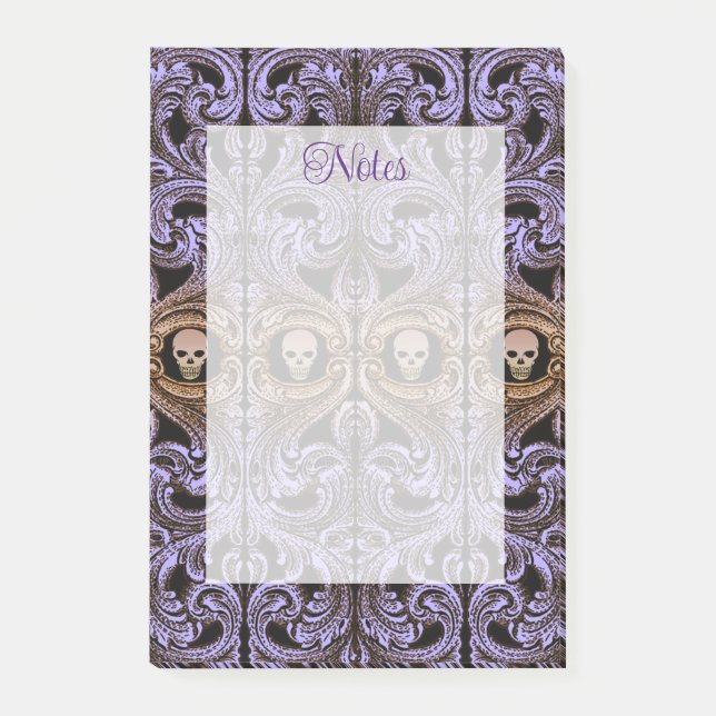 Post-it® Ornement Goth Purple Avec Crâne (Devant)