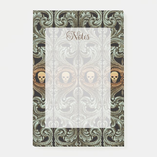 Post-it® Ornement Vert Goth Sage Avec Crâne (Devant)