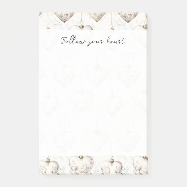 Post-it® Ornements coeurs gris crème chic   (Devant)
