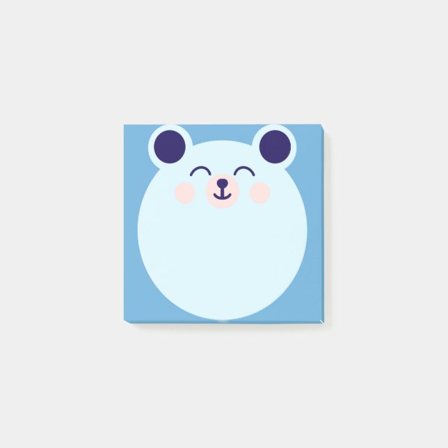 Post-it® ours bleu kawaii (Devant)