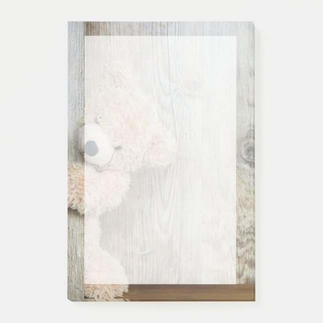 Post-it® Ours Cute Stuffé Mur Rustique En Bois (Devant)