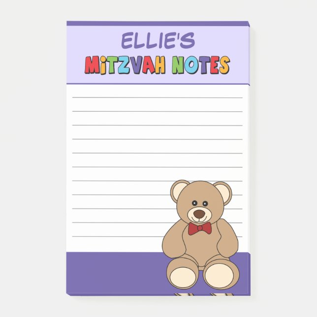 Post-it® Ours en peluche personnalisés Mitzvah Post-its - V (Devant)