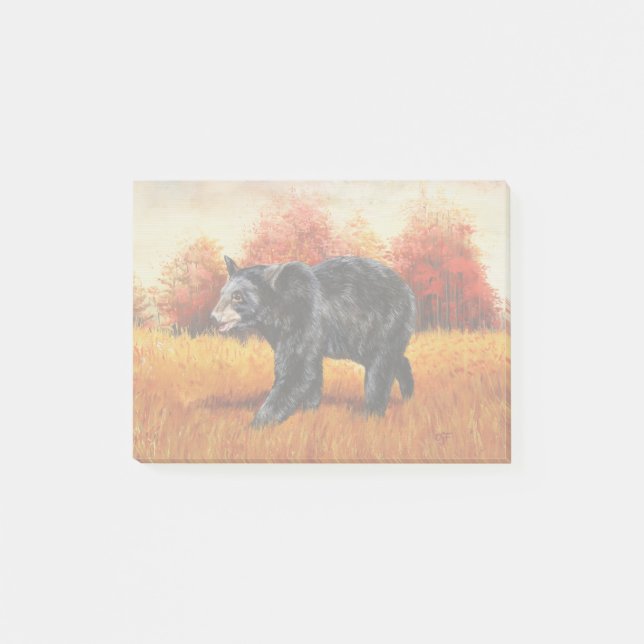 Post-it® Ours noir en forêt d'automne (Devant)