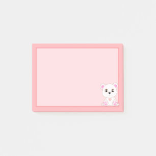 Post-it® Ours polaire mignon sur rose clair