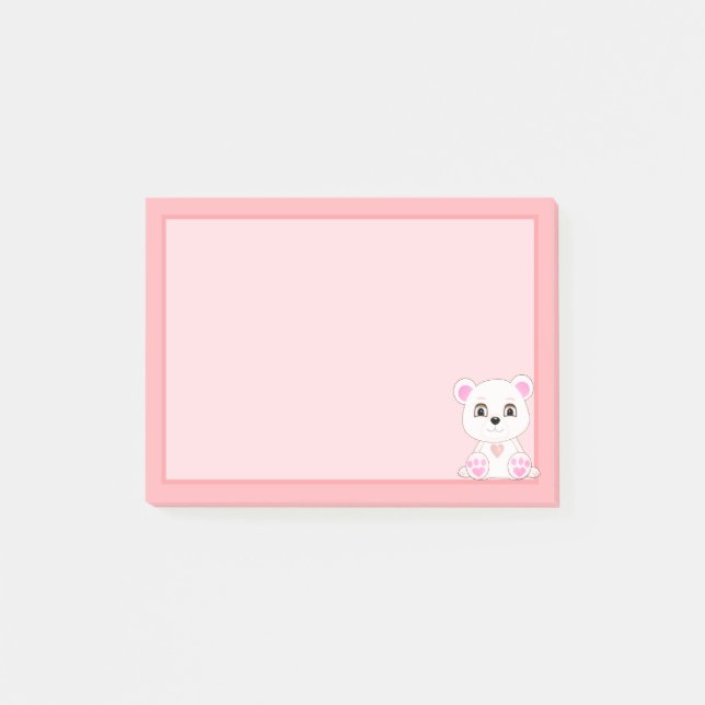 Post-it® Ours polaire mignon sur rose clair (Devant)