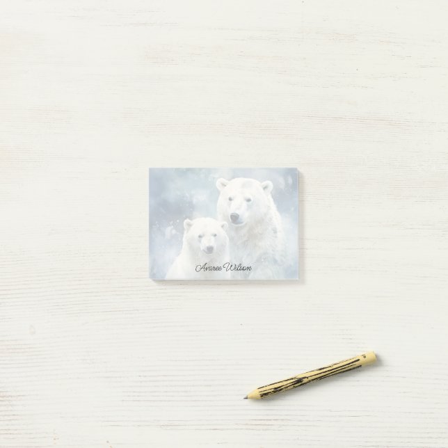 Post-it® Ours polaires (Sur un bureau)