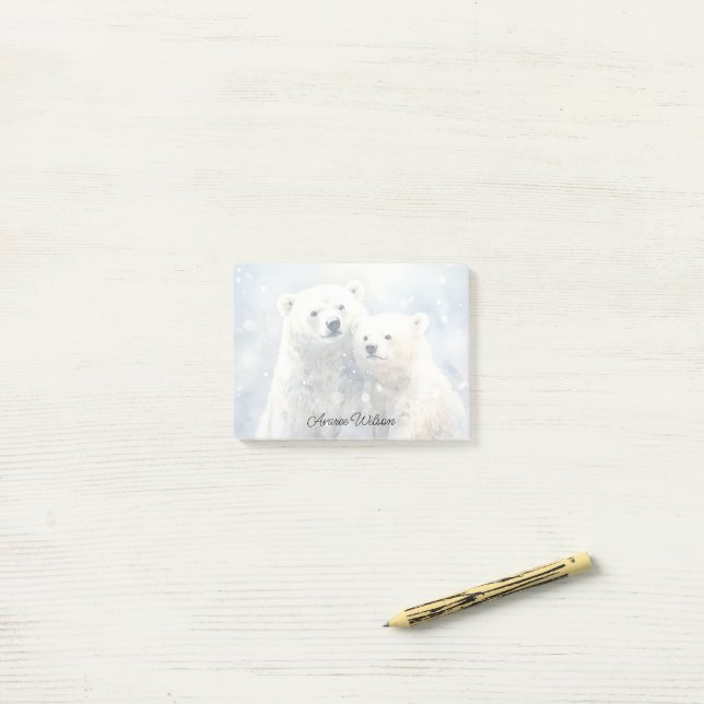 Post-it® Ours Polaires (Sur un bureau)