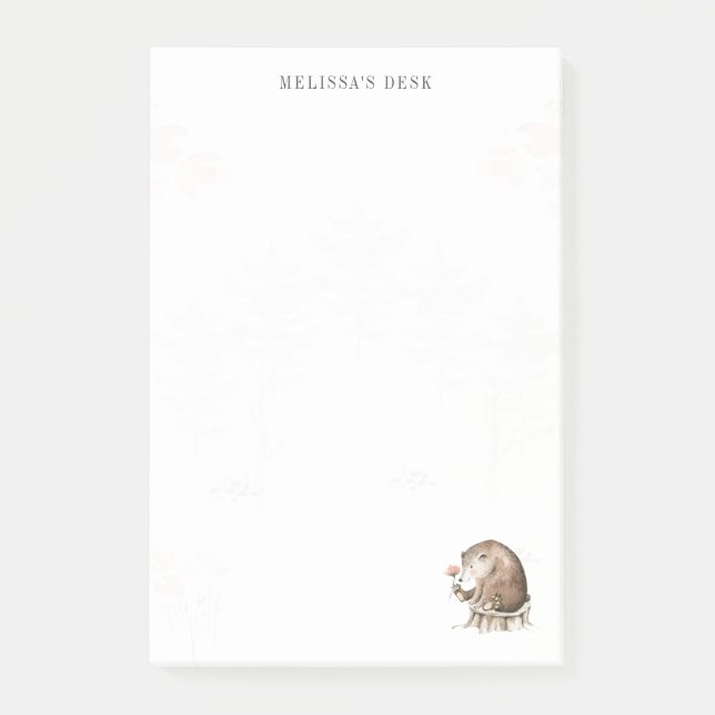 Post-it® Ours Woodland Moderne Design Aquarelle (Devant)