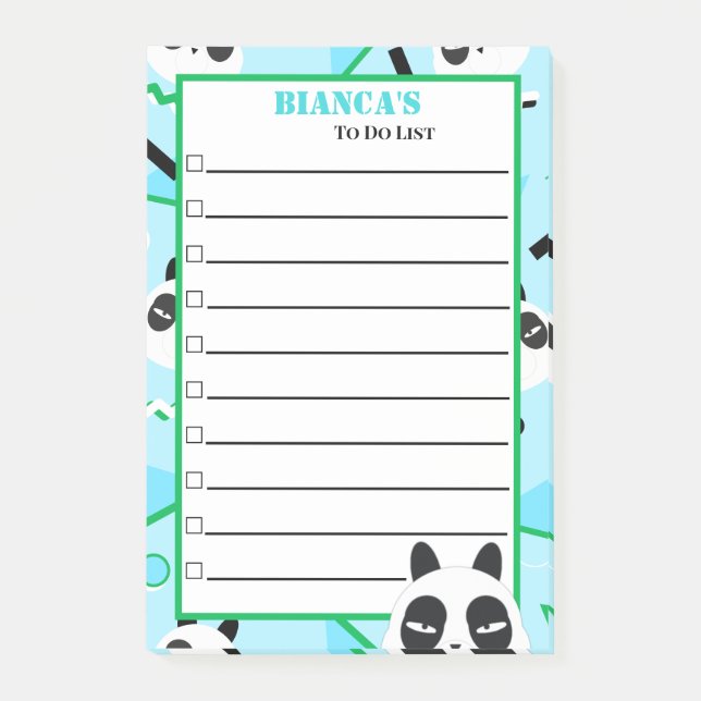 Post-it® Ourson panda bleu Peekaboo (Devant)
