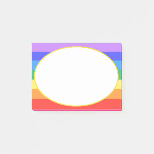 Post-it® Ovale blanc sur beau arc-en-ciel