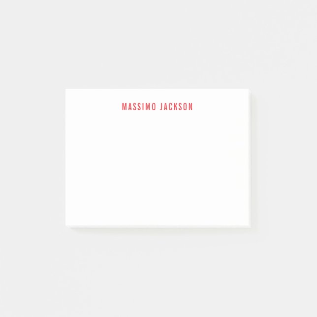 Post-it® Own Name Decorative Chic Plain Simple Red White (Devant)