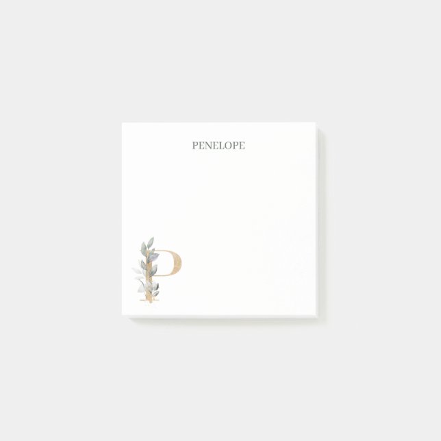 Post-it® P Monogramme Floral Notes post-it personnalisées (Devant)