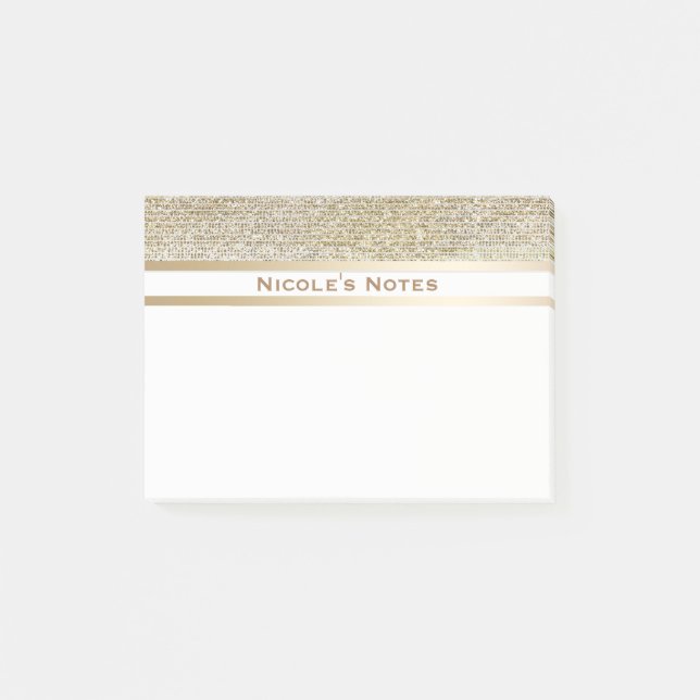 Post-it® Paillette de luxe dorée blanche personnalisée tend (Devant)