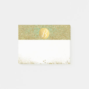 Post-it® Paillettes dorées & Monogramme personnalisé Glam A