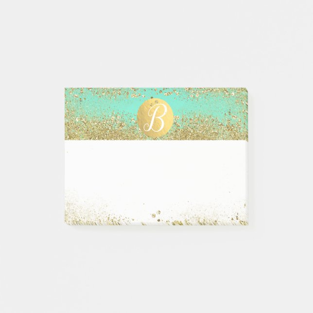 Post-it® Paillettes dorées & Monogramme personnalisé Glam A (Devant)