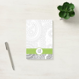 Post-it® Paisley Motif, noir et blanc, Monogramme