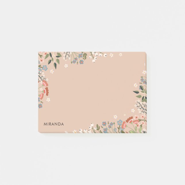 Post-it® Palette de fleurs sauvages boho neutres Votre nom (Devant)