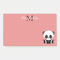 Panda à assise mignonne Monogramme Saumon personna