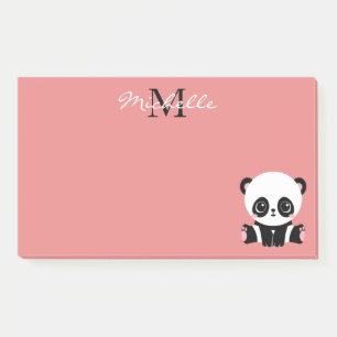 Post-it® Panda à assise mignonne Monogramme Saumon personna