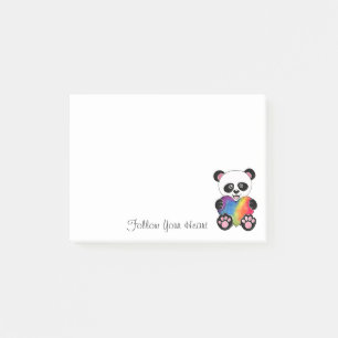 Post-it® Panda Aquarelle Cute Avec Coeur Arc En Ciel