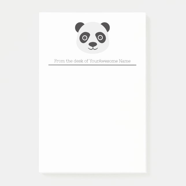 Post-it® Panda Face Noir et Blanc Ours Post-it Notes (Devant)