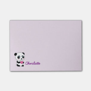 Post-it® Panda mignon avec un nom personnalisé par coeur