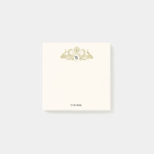 Post-it® Paons vintage monogramme or faux ivoire BG