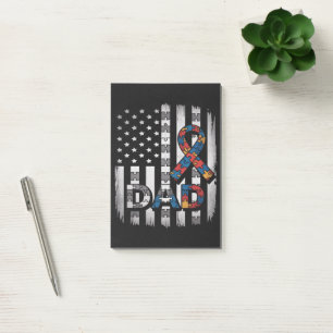 Post-it® Papa sensibilisation à l'autisme Drapeau USA Fête 