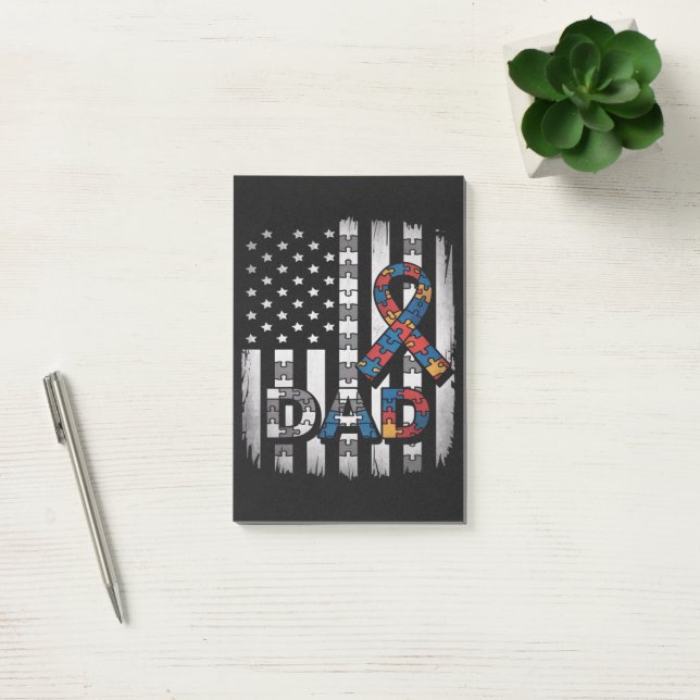 Post-it® Papa sensibilisation à l'autisme Drapeau USA Fête  (Bureau)