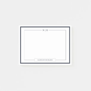 Post-it® Papeterie classique à bordure bleu marine monogram