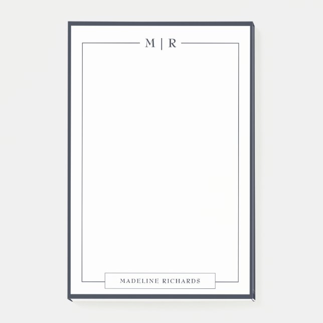 Post-it® Papeterie classique à bordure bleu marine monogram (Devant)