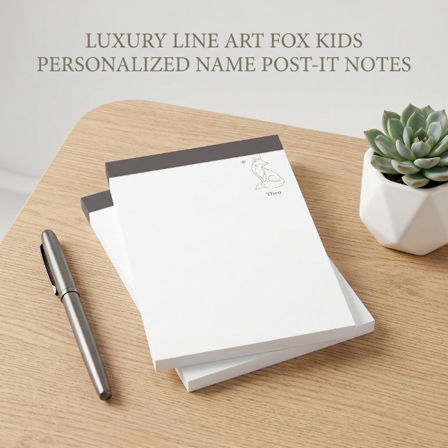 Post-it® Papeterie de luxe en ligne pour enfants avec nom p (Luxury Line Art Fox Kids Personalized Name Post-it Notes)