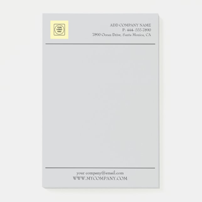Post-it® Papeterie grise de logo d'entreprise Branding Mini (Devant)