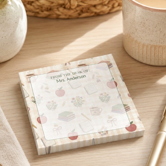 Post-it® Papier à lettres de l'enseignant à motif Gingham a (Créateur téléchargé)