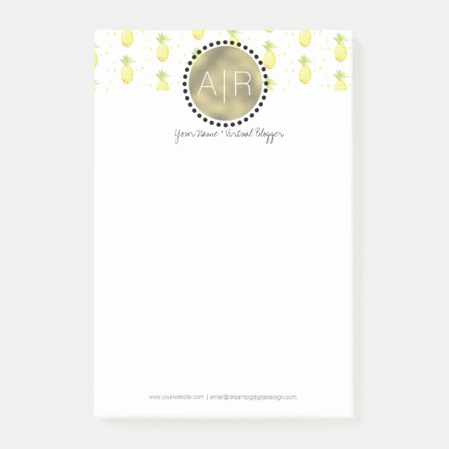 Post-it® Papier à lettres Monogramme Simulé Feuille d'Alumi (Devant)