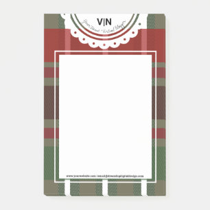 Post-it® Papier à lettres Noël carreaux vert rouge personna